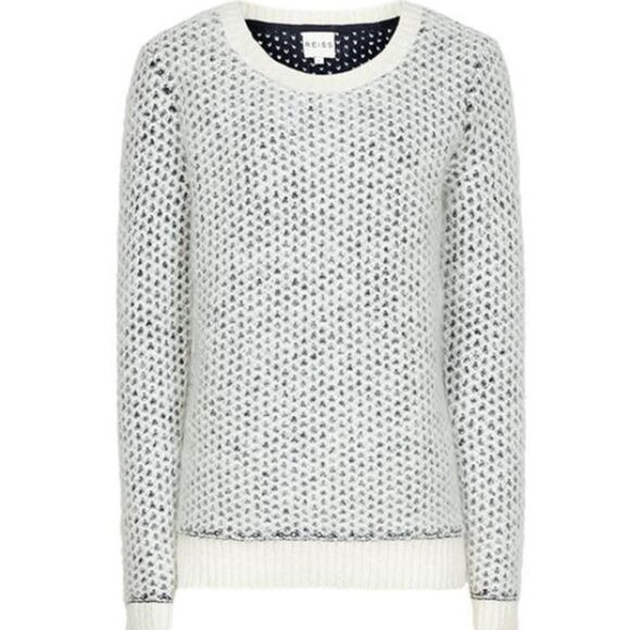 Reiss White and Black Crew Neck Sweater - Picture 1 of 7